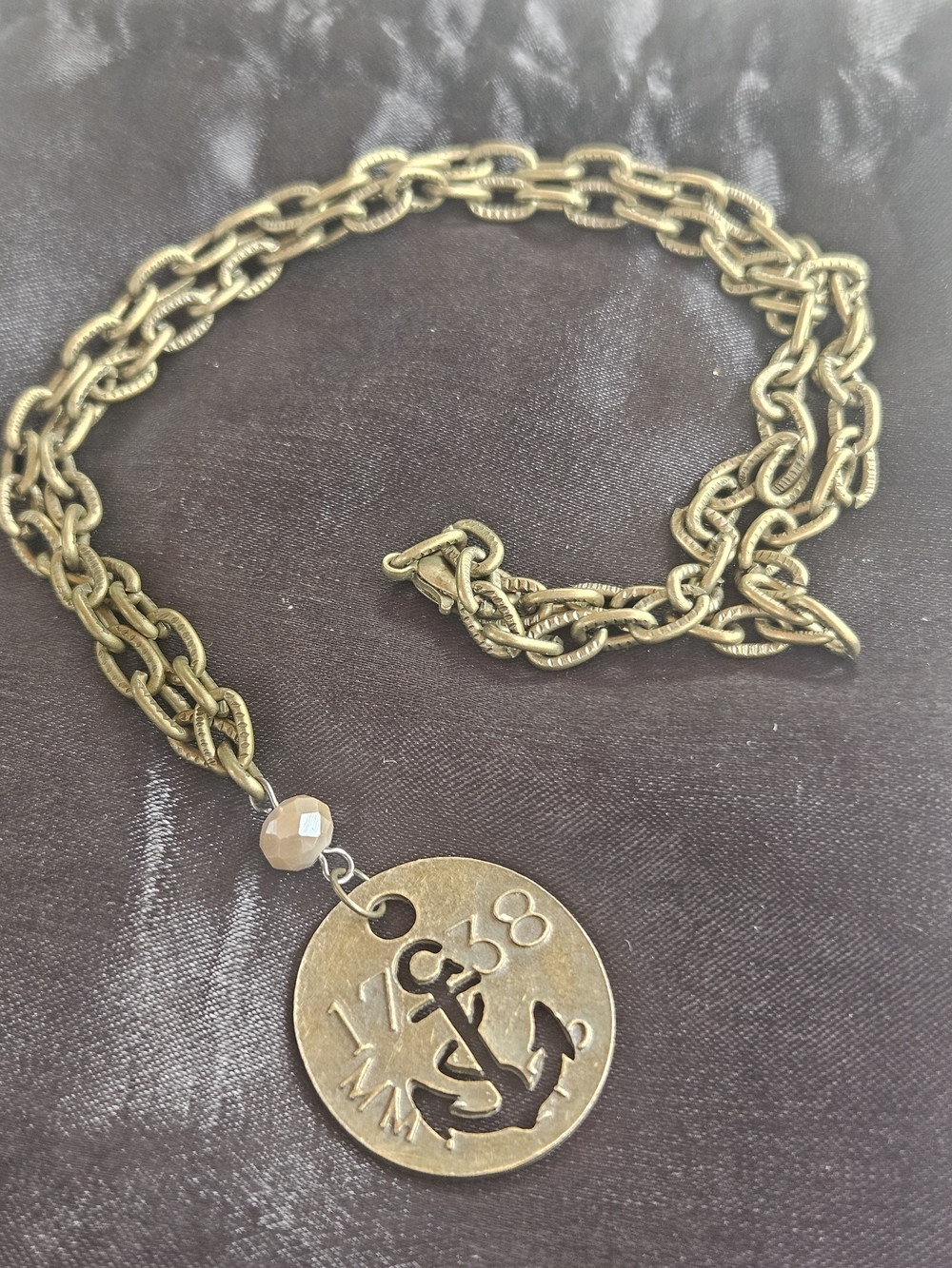 Gold-Tone Anchor Medallion Necklace for Women